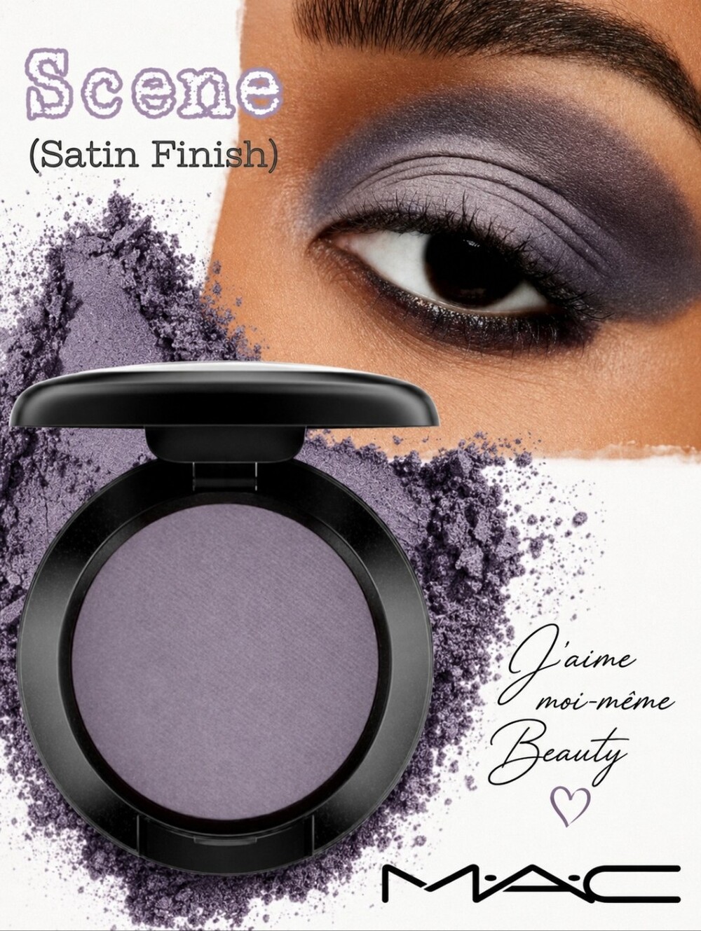 MAC Satin Finish Eyeshadow in Scene - Cool Toned Purple W Grey Undertone - NEW